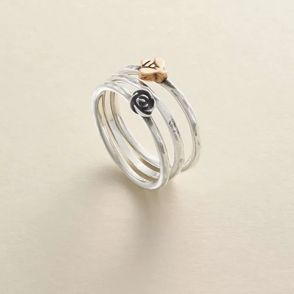James Avery Artisan Jewelry Rings-Bee And Rose Ring Set
