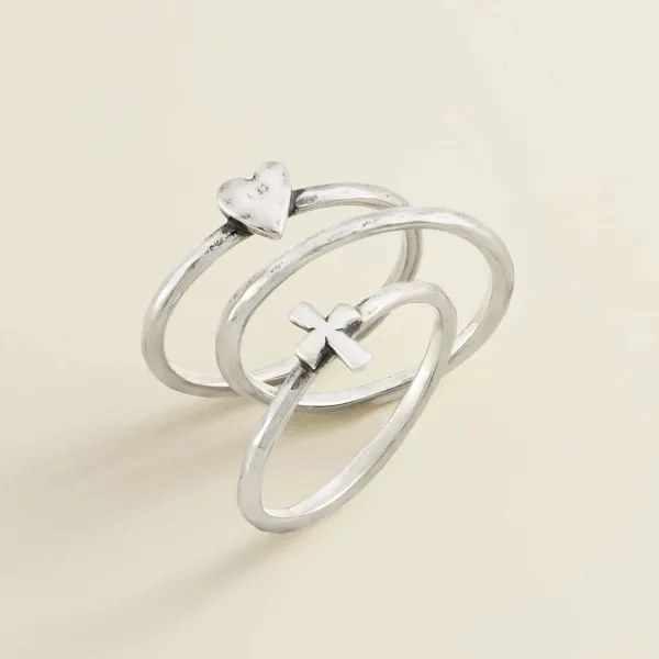 James Avery Artisan Jewelry Rings-Faith And Love Ring Set